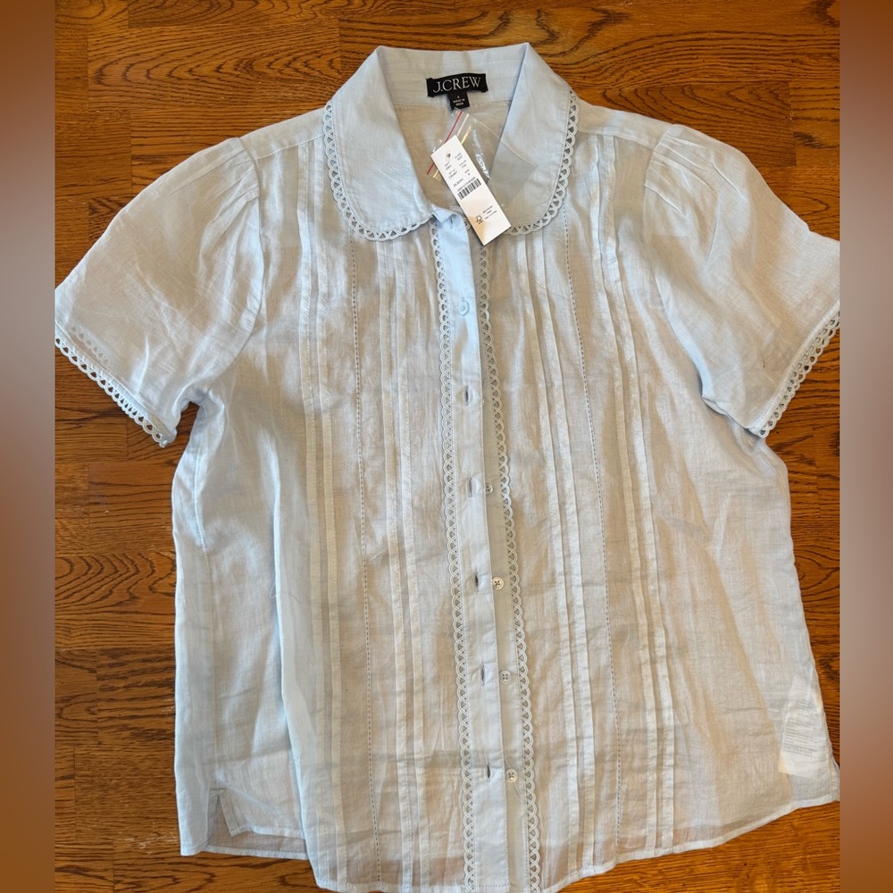 J crew button up short sleeve shirt in cotton voile size 6